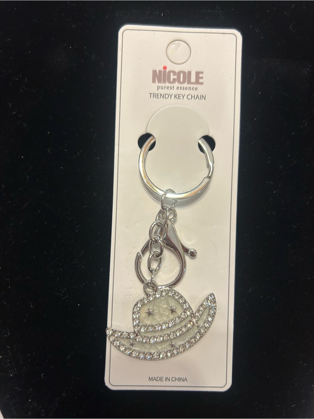 Nicole Rhinestone Cowboy Hat Keychain Bag Charm Western Cowgirl